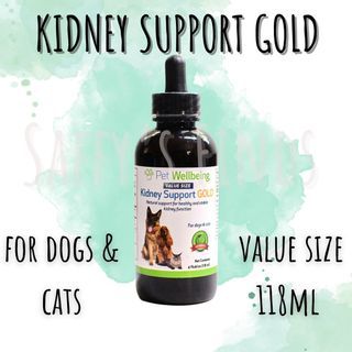 FREE SHIPPING Pet Wellbeing Kidney Support Gold for Dogs & Cats Value Size 118ml