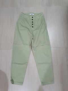 Pomelo High Waist Mom Jeans in Sage Green