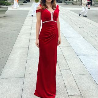 Red Velvet Evening Gown - perfect Christmas dress62974822482435113
