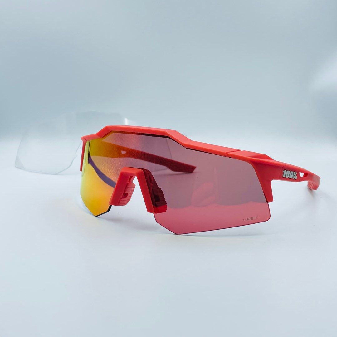 Ride 100% Speedcraft XS Soft Tact Coral - HiPER Red Multilayer Mirror + Clear (Category: Sunglasses & Eyewear) located in Singapore. Submitted by gearoutfitters (Listing ID 1202591339, Image 1). Description: CHEAPEST ON CAROUSELL Free delivery! Brand new in original box 100% Authentic Ride 100% Speedcraft XS Frame: Soft Tact Coral Lens 1: HiPER Red Multilayer Mirror (23% VLT) Lens 2: Clear (93% VLT - for night cycling) Fit: Asian and Standard (co