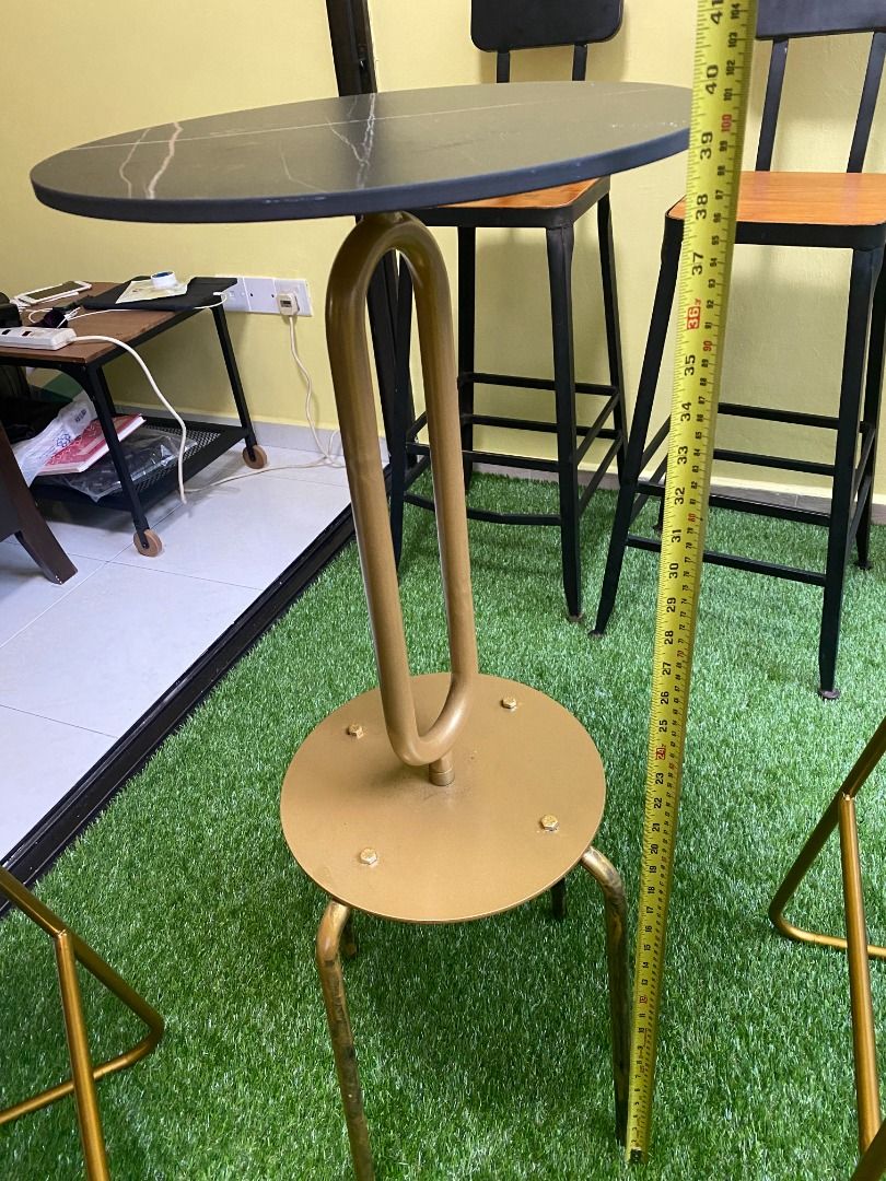 Round Black & Gold Bar Table, Furniture & Home Living, Furniture, Tables & Sets on Carousell