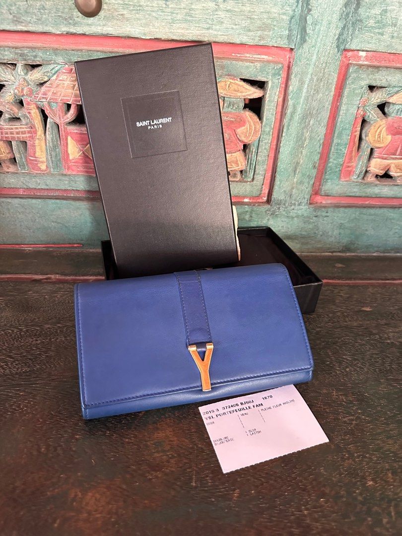 Saint Laurent YSL Cabas Chyc Wallet Blue Women s Fashion Bags Wallets Wallets Card Holders on Carousell