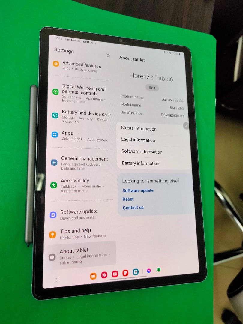 Samsung Tab S6 (Category: Android) located in Tacloban City. Submitted by uyflorenz (Listing ID 1202604936, Image 3). Description: SAMSUNG GALAXY TAB S6 (SM-T860)  Features : • Package : UNIT, CHARGER, S-PEN & FLIP COVER only • Build : Glass front, aluminum back, aluminum frame • Connectivity : Wifi ONLY, with dedicated microSD cardslot • Stylus support (Bluetooth integration; magnetic) • DIsplay Type : Super AMOLED • DIsplay Size : 10.5 inches 