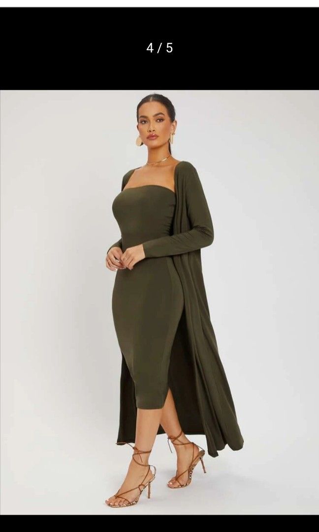 SHEIN SXY Solid Maxi Bodycon Dress