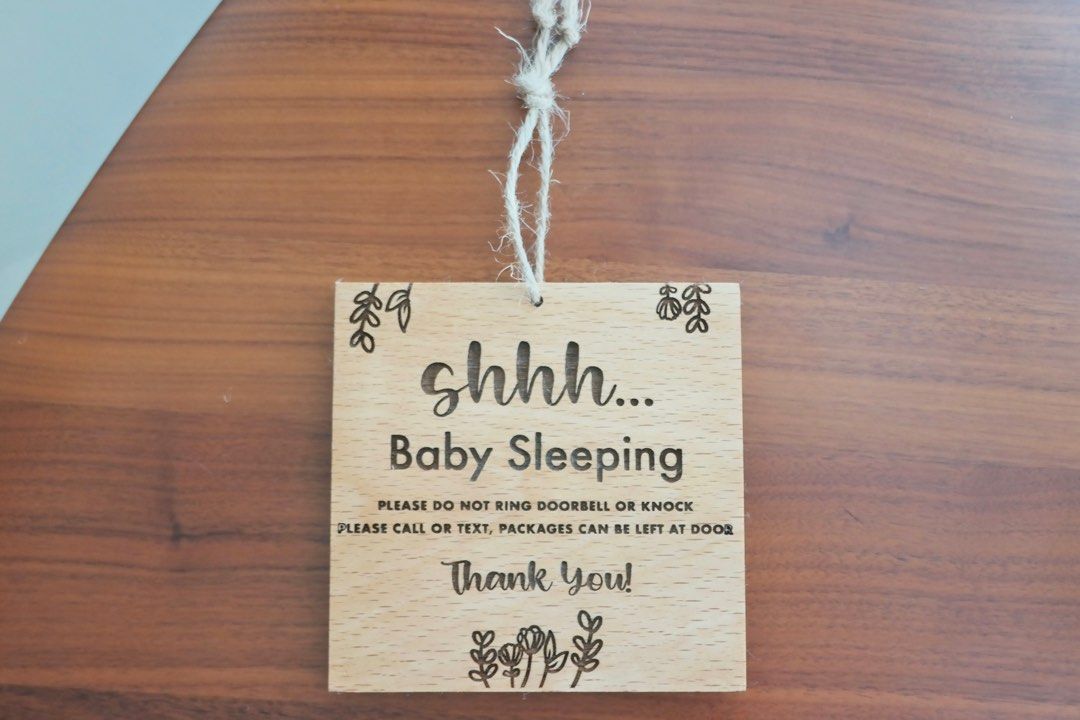 "Shhh Baby Sleeping" Do Not Knock Door Sign - 2 Pack With No Soliciting & Remove Shoes Signs, 7.9x7.9 Inch - View #7