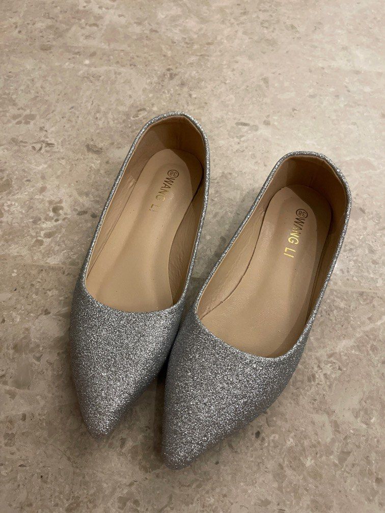 Silver Glitter Flats Women s Fashion Footwear Flats on Carousell