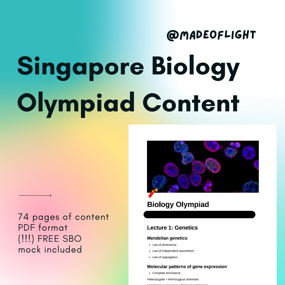 Singapore Biology Olympiad (JC) Notes + Mock Paper, Hobbies & Toys ...