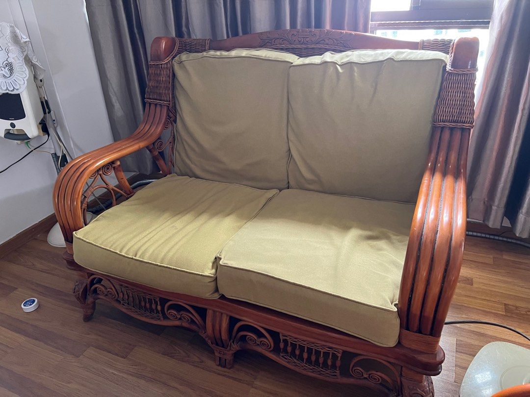 Sofa set 3+2+1 Chinese style retro wooden sofa, Furniture & Home Living