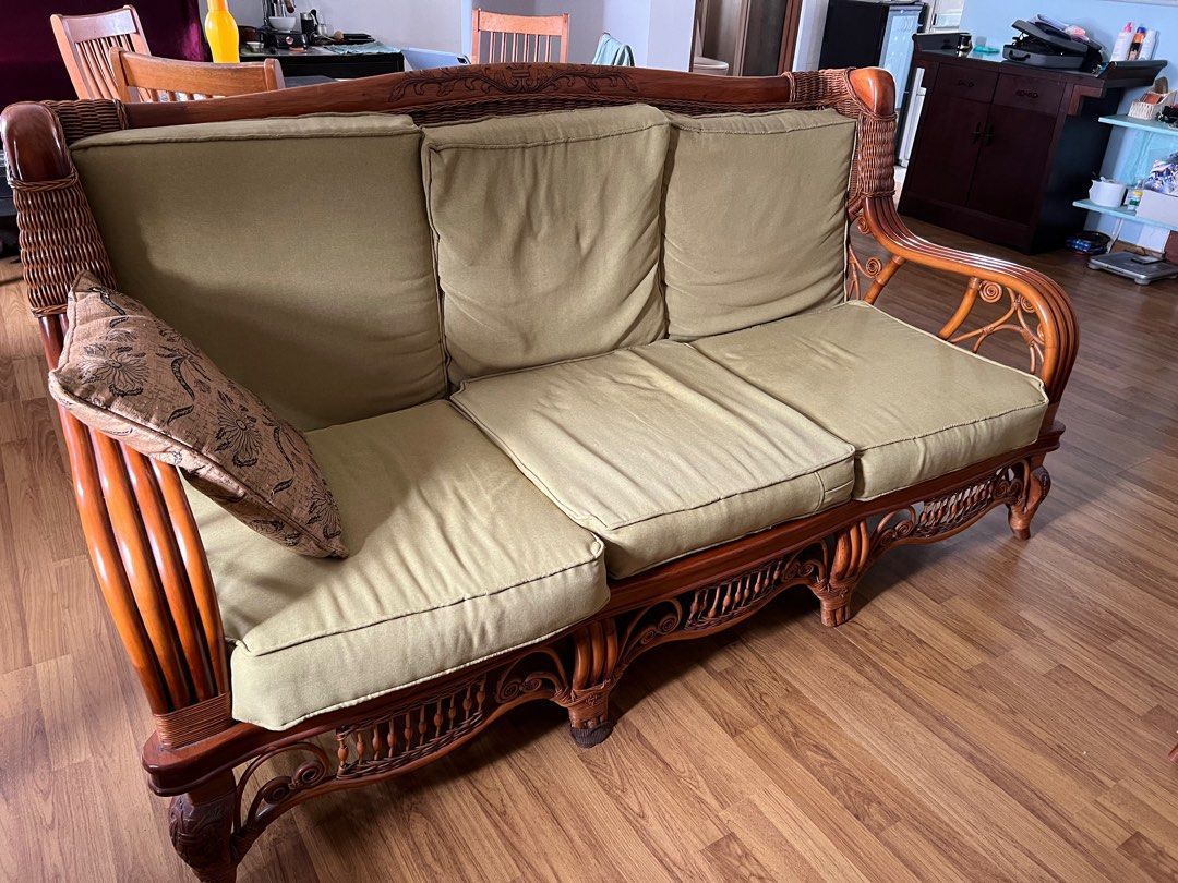 Sofa set 3+2+1 Chinese style retro wooden sofa, Furniture & Home Living