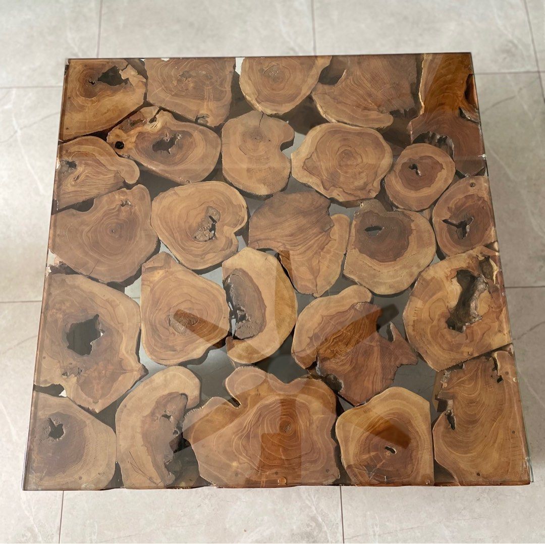 Solid wood Center Table with Glass Top, Furniture & Home Living, Furniture, Tables & Sets on