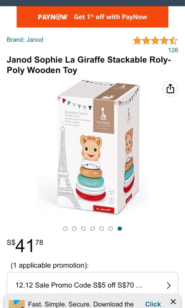 Sophie la giraffe wooden stacker, Babies & Kids, Infant Playtime on