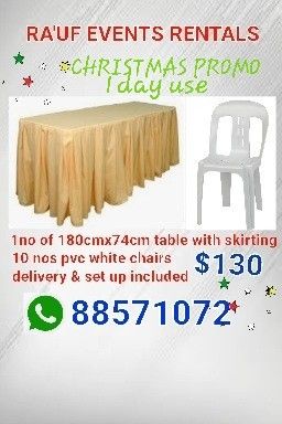 Tables and chairs rental