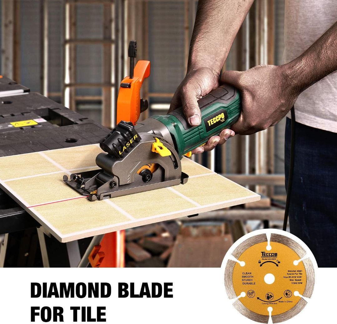 TECCPO Circular Saw 3500RPM Compact Saw with Laser 3 Saw Blades