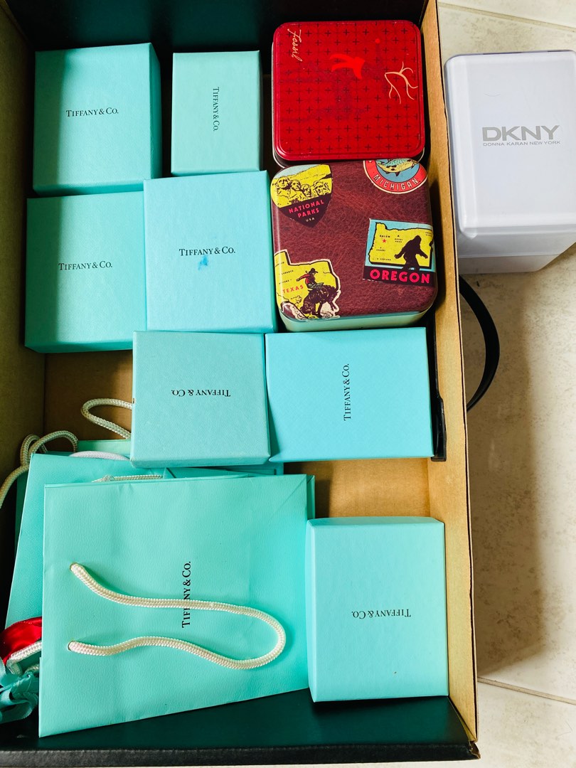 Tiffany boxes, Fossil tin boxes and Dkny watch, Everything Else on