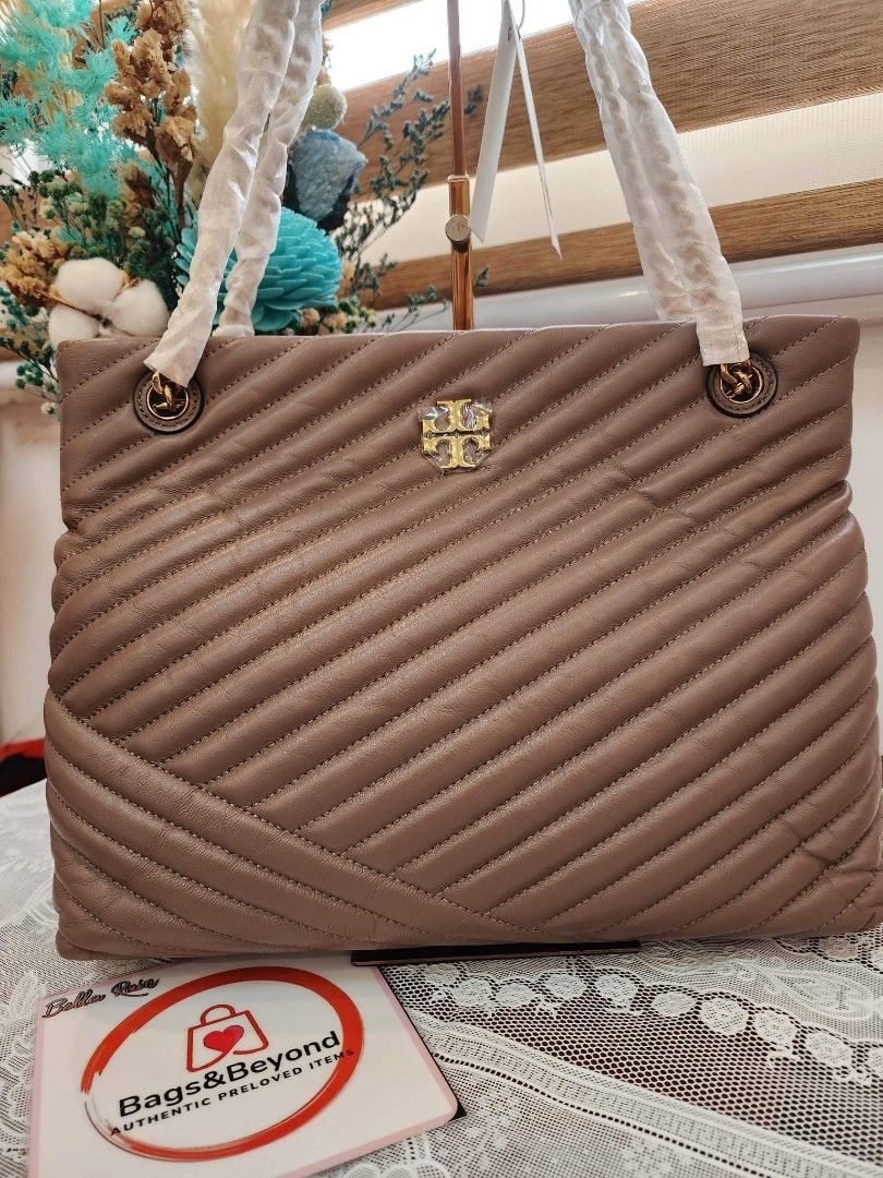Tory burch kira shop chevron tote taupe