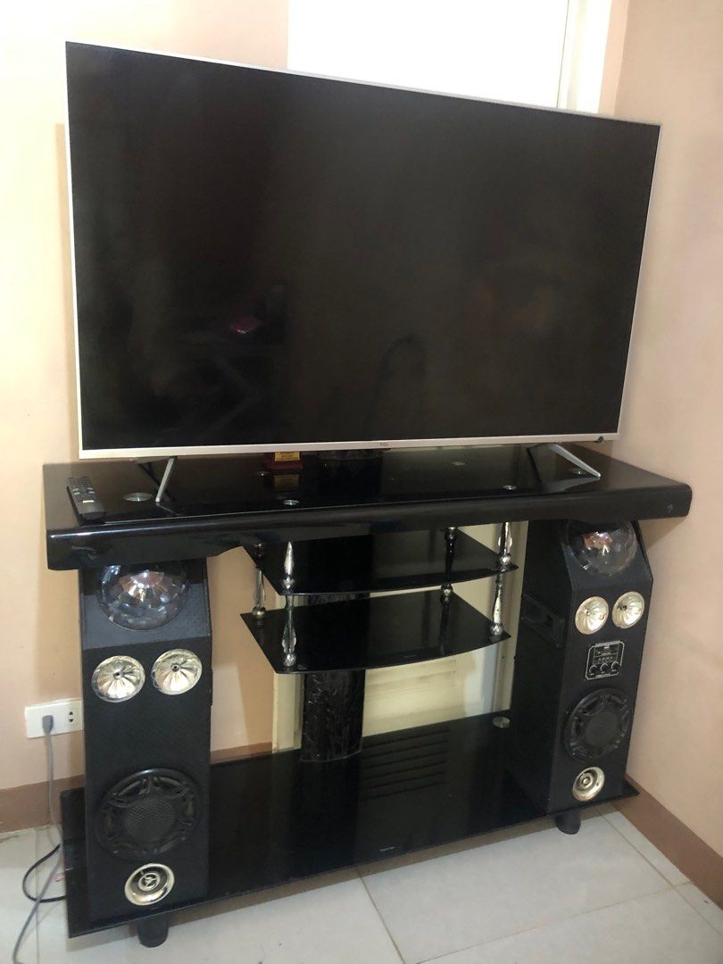 Tv Stand with speaker, Furniture & Home Living, Furniture, Shelves, & Racks on Carousell