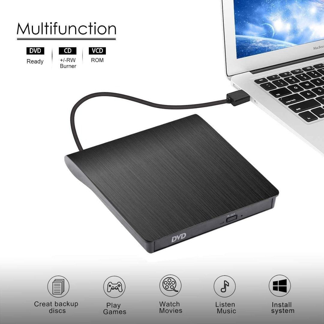 USB 3.0/2 in 1 DVD/CD Burner and Reader External DVD/CD Superdrive Plug