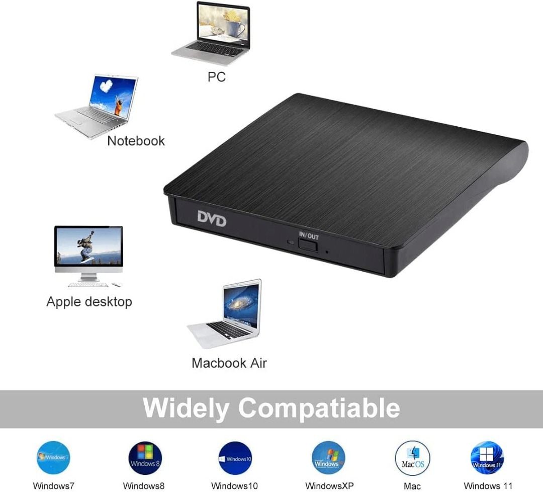 USB 3.0/2 in 1 DVD/CD Burner and Reader External DVD/CD Superdrive Plug