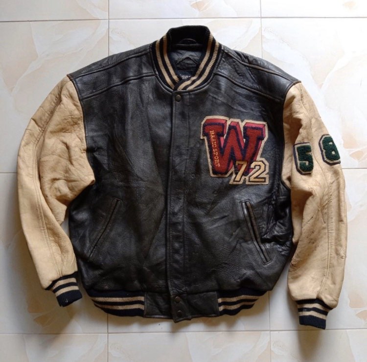 Vintage Leather Varsity Jacket, Men's Fashion, Coats, Jackets and