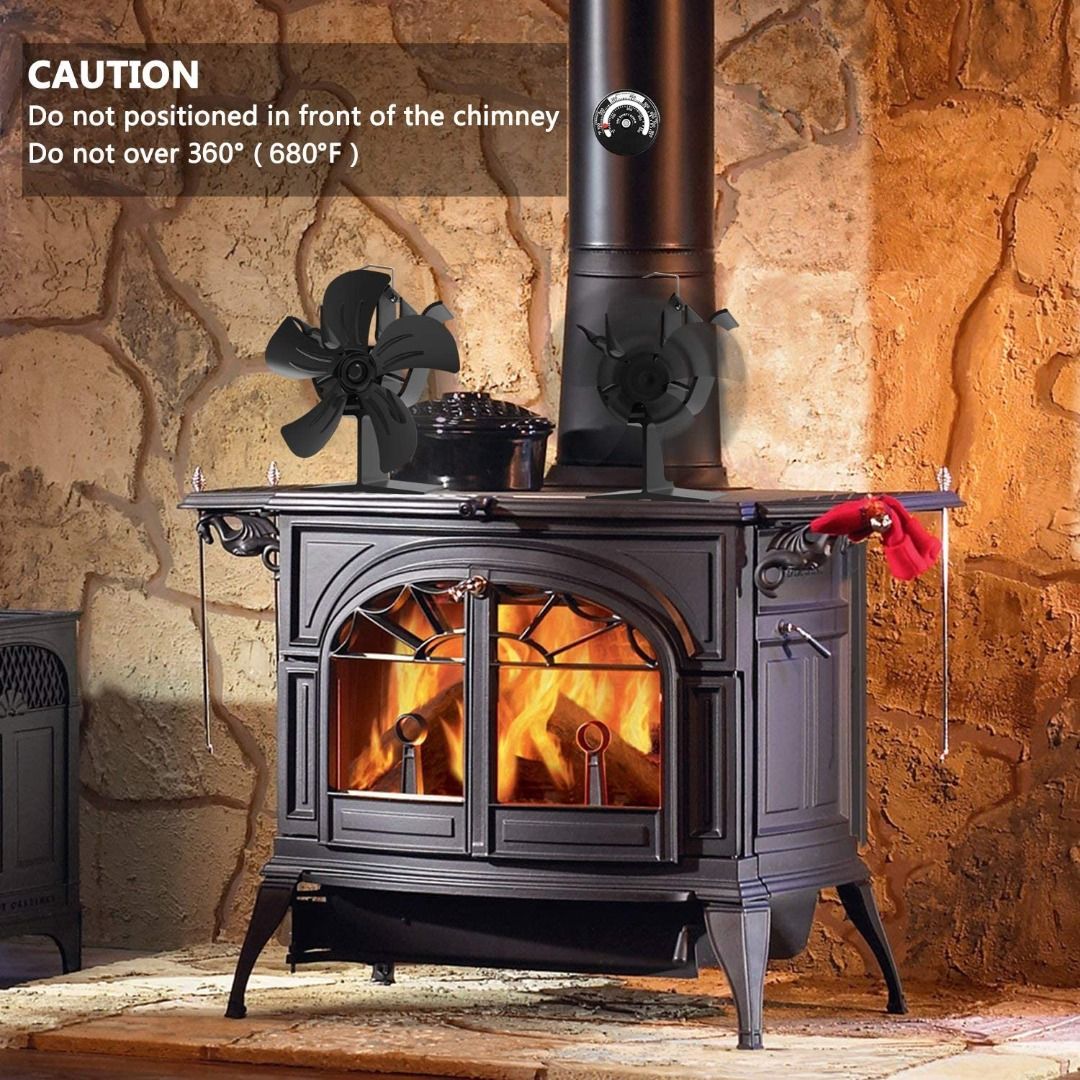Wood Stove Fan- 5 Blades with Stove Thermometer for Wood/Log Burner /Fireplace,Eco Friendly and Efficient Heat Distribution-Quiet Fireplace-  (2020 New Designed), TV u0026 Home Appliances, Kitchen Appliances, Cookers on  Carousell
