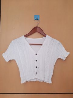 XIAORAN White Short-sleeved Korean Cardigan