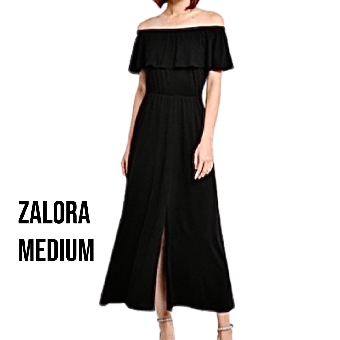 Zalora black off shoulder long midi dress BRAND NEW WITH TAG, Women's