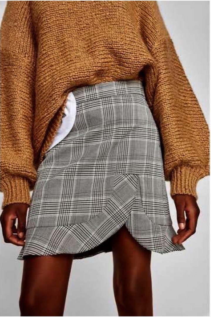 Grey plaid skirt zara 2025