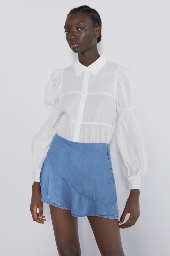 Zara Soft Denim Ruffled Skorts S Women s Fashion Bottoms Skirts