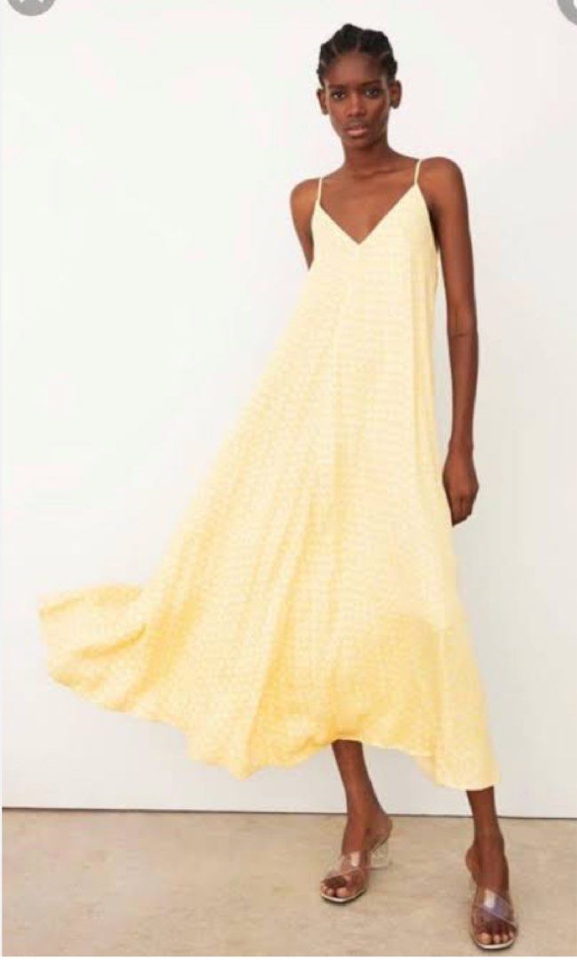 Yellow maxi cheap dress zara