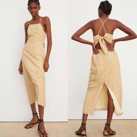 Zara yellow gingham discount dress