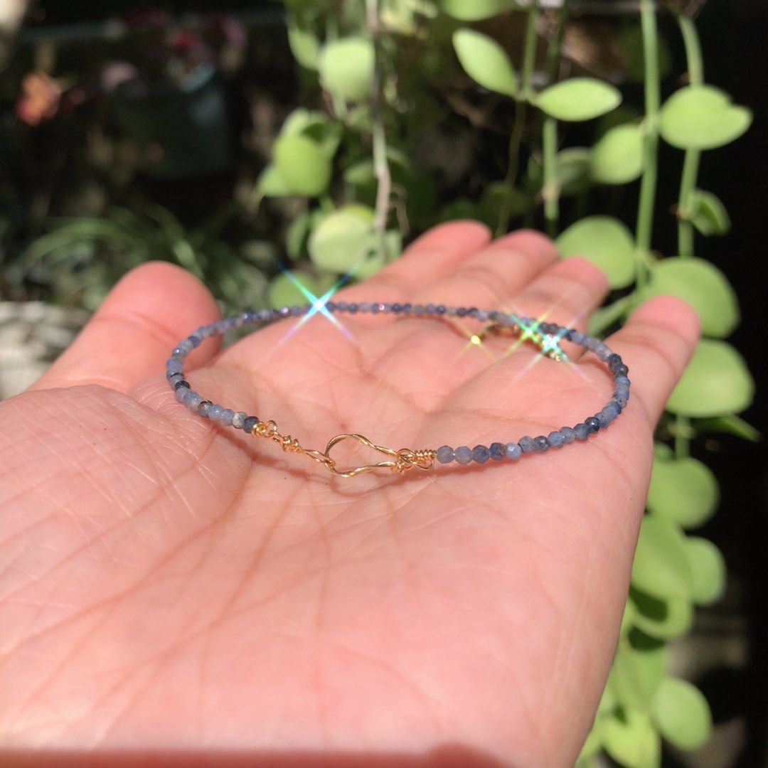 14kgp no tarnish handcrafted natural sapphire bracelet Women s
