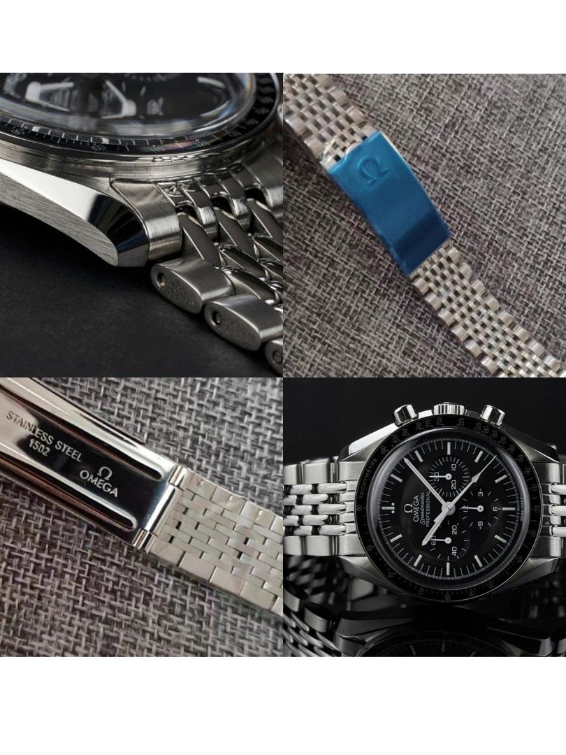 20mm AFTERMARKET VINTAGE TYPE BEAD OF RICE 316L STEEL BRACELET WITH CLASP FOR OMEGA