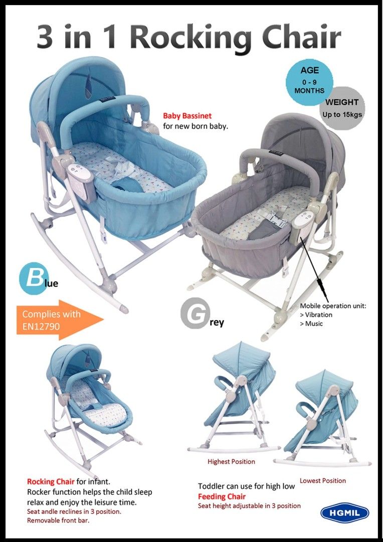 3 in 1 Rocking Chair and Chair for infant and toddler, Babies & Kids, Baby Nursery