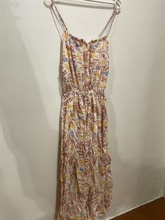 夏季連身細肩長洋裝