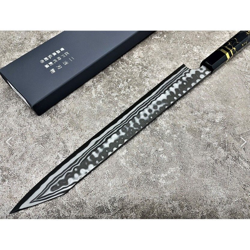 🇯🇵二唐鬼殺BASE 版劍形柳刃暗紋青二鋼亂打300mm 💓 多款刀柄可選購