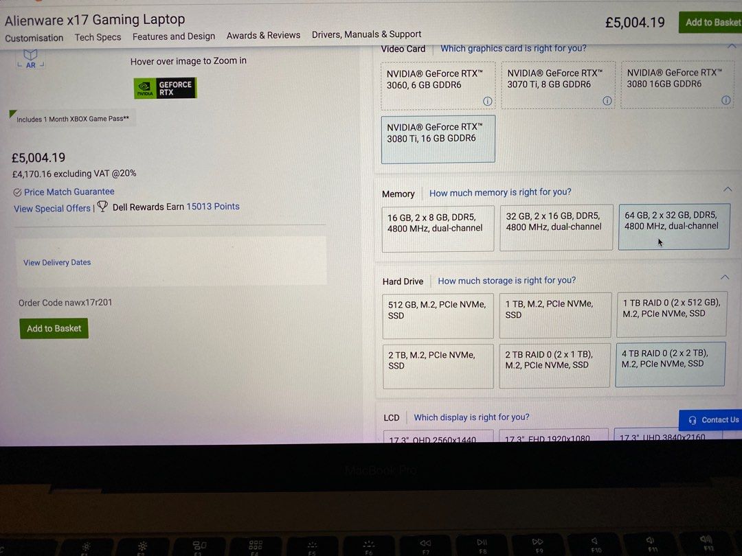 [全新]頂級配置 Alienware x17 R2 17.3" Lunar Light 2022 4K UHD i9-12900HK 64GB ...