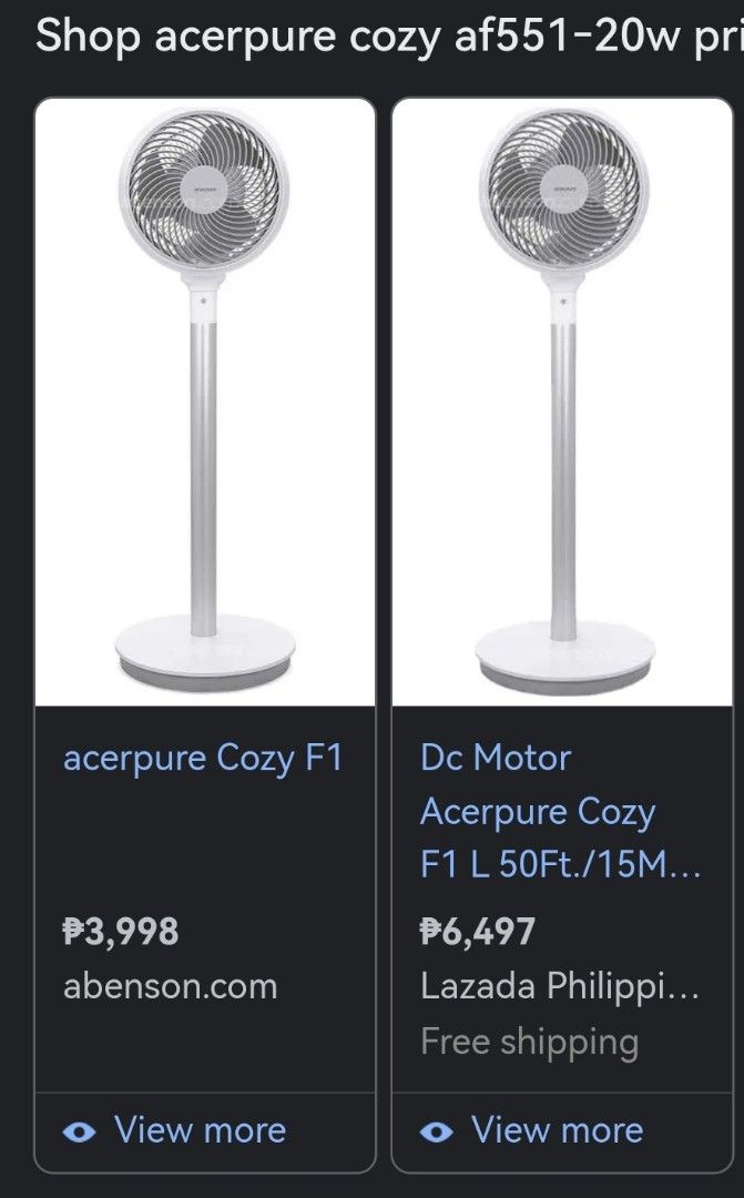 Acerpure Cozy F1 AF55120W Air Circulator, Furniture & Home Living