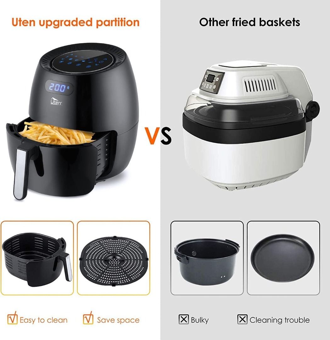 Air Fryer, Uten 6.5L Power Air Fryer with Digital Display, Rapid Air ...