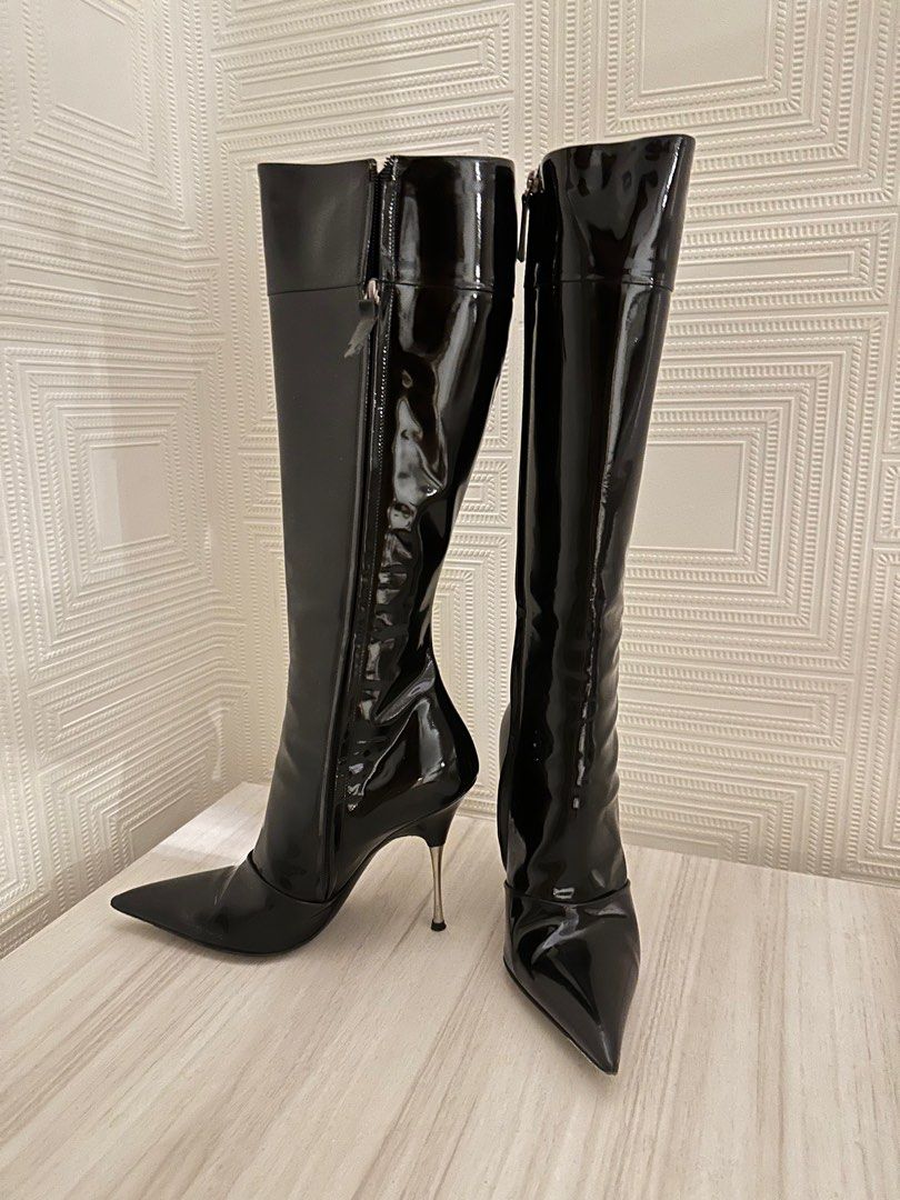 Aldo black outlet patent boots
