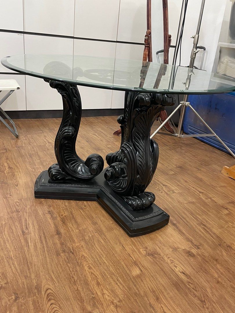 Antique glass table, Furniture & Home Living, Furniture, Tables & Sets on Carousell