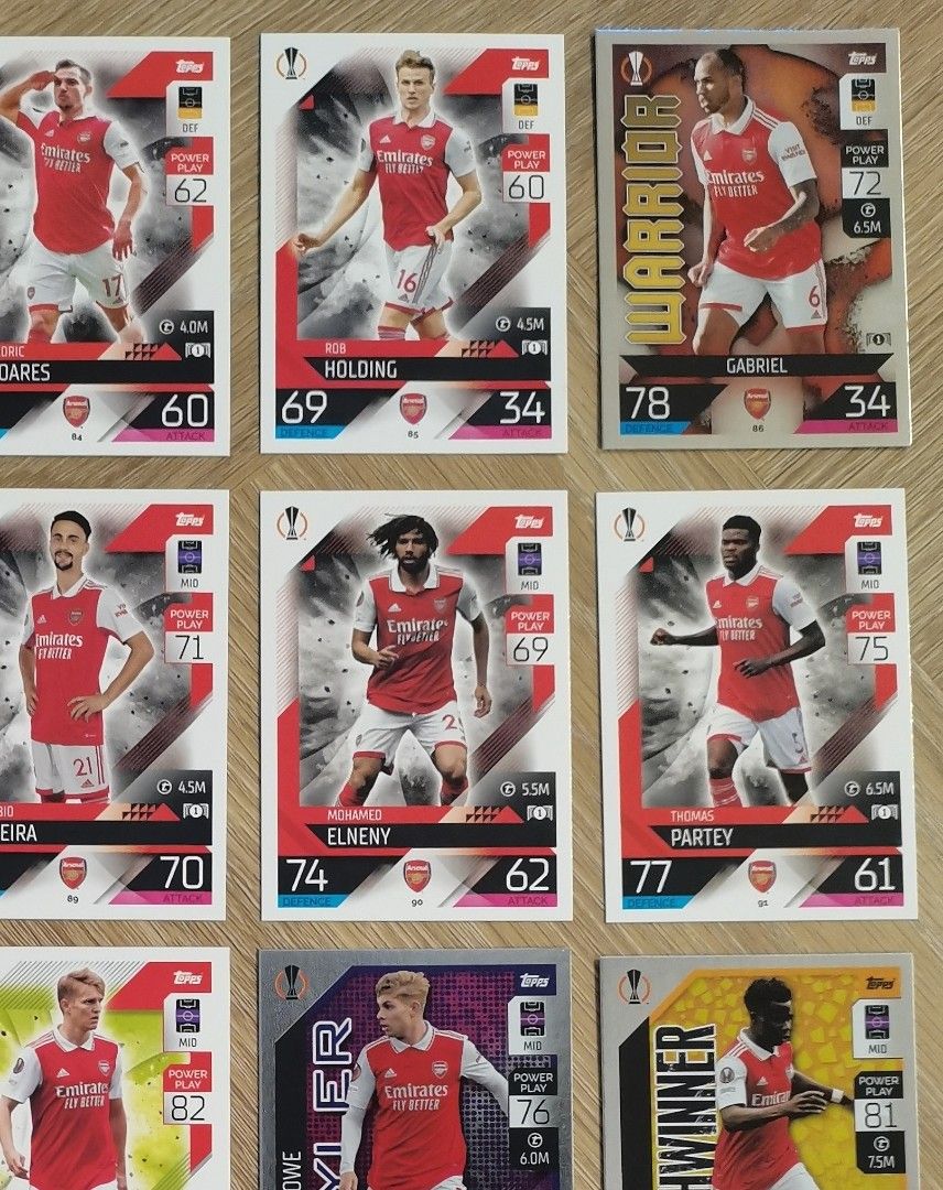 Arsenal cards Match Attax UCL 202223 Complete Base lot of 21