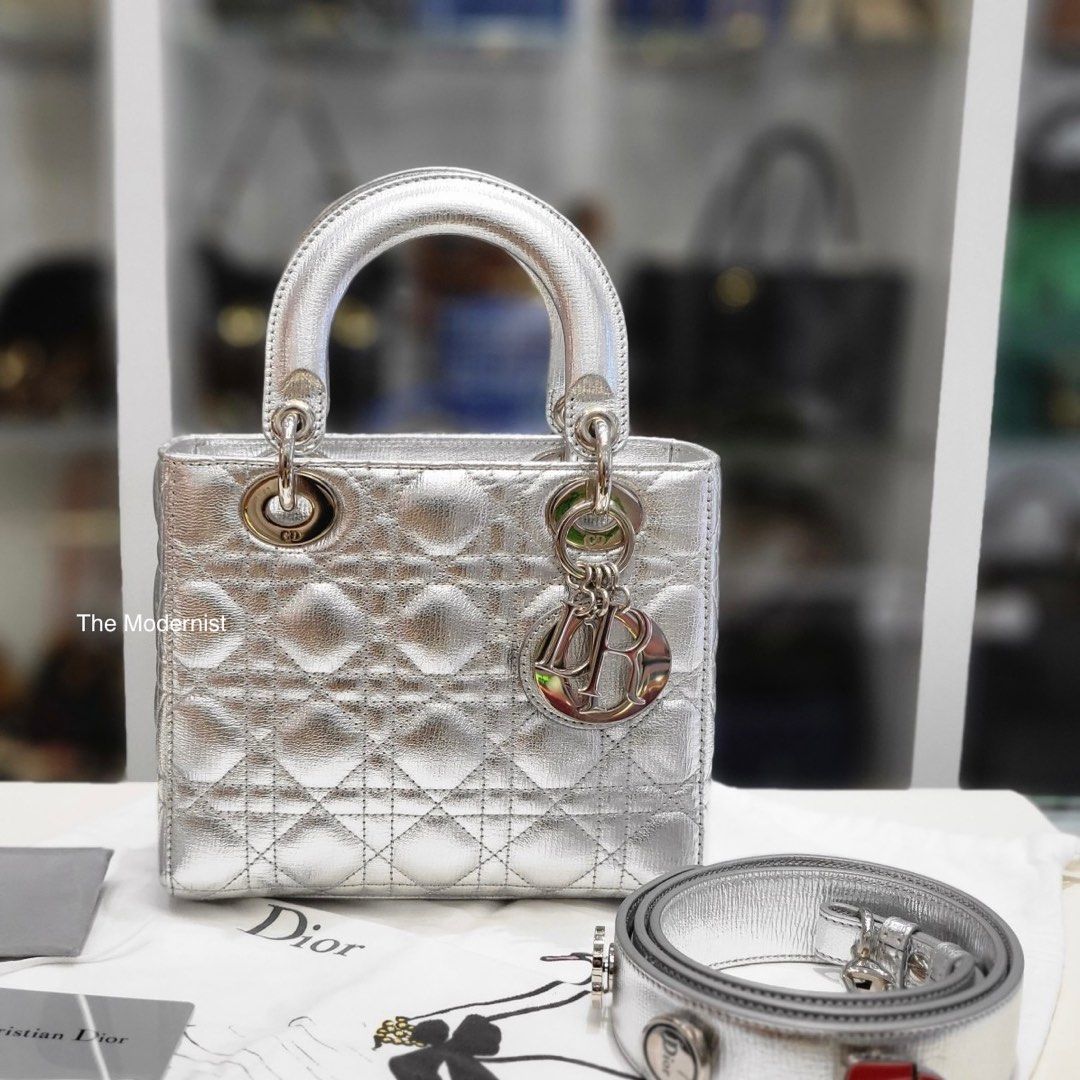 Lady dior cheap metallic silver