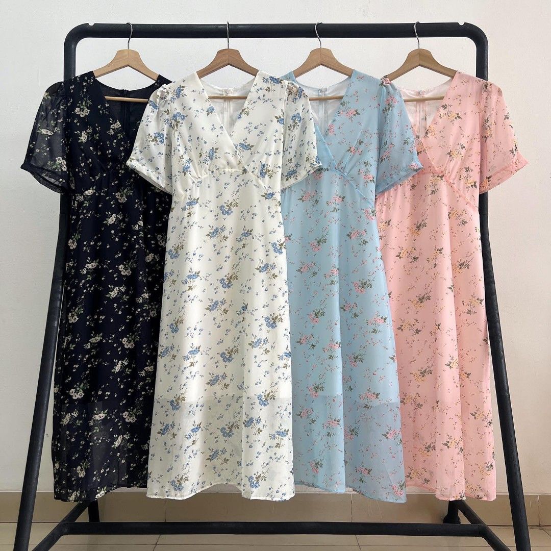 BAJU BARU Midi dress Dress motif Dress korea wanita