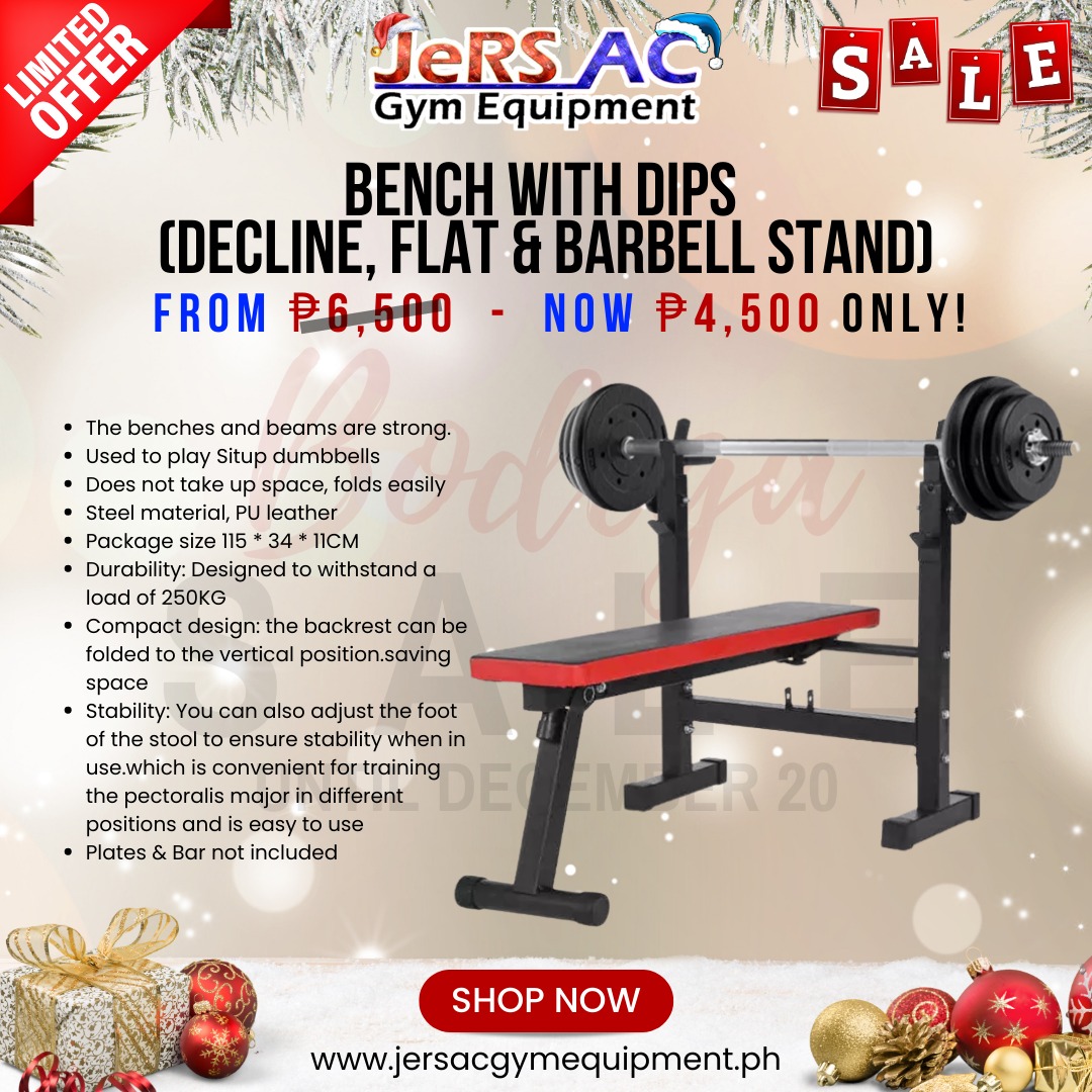 Bench with Dips (Decline, Flat & Barbell Stand), Sports Equipment
