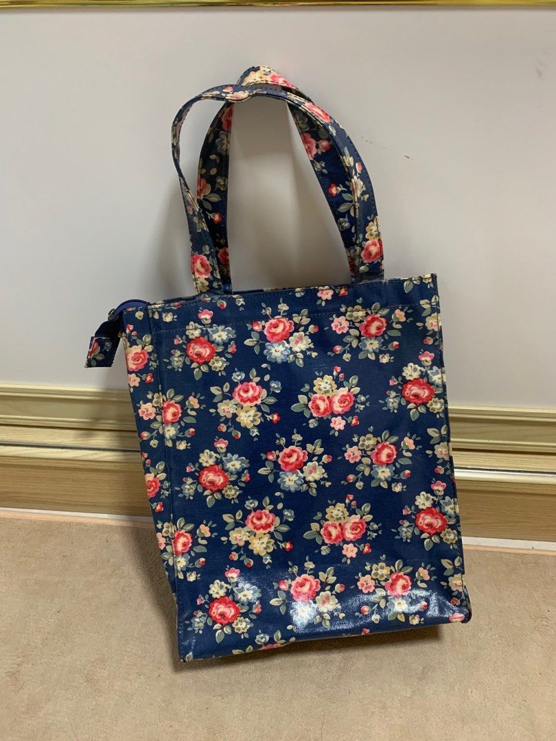 Blue and Pink Floral PVC Coated Shoulder Bag
