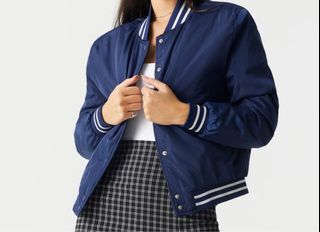 Blue versity puffer jacket