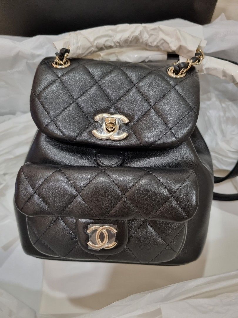 BNIB Chanel Duma Backpack Black Small Size Calf Skin *Local SG set* 23C ...