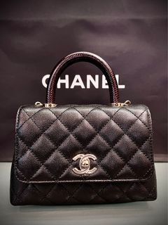 Chanel Small Coco Handle Flap Bag White Caviar Light Gold Hardware