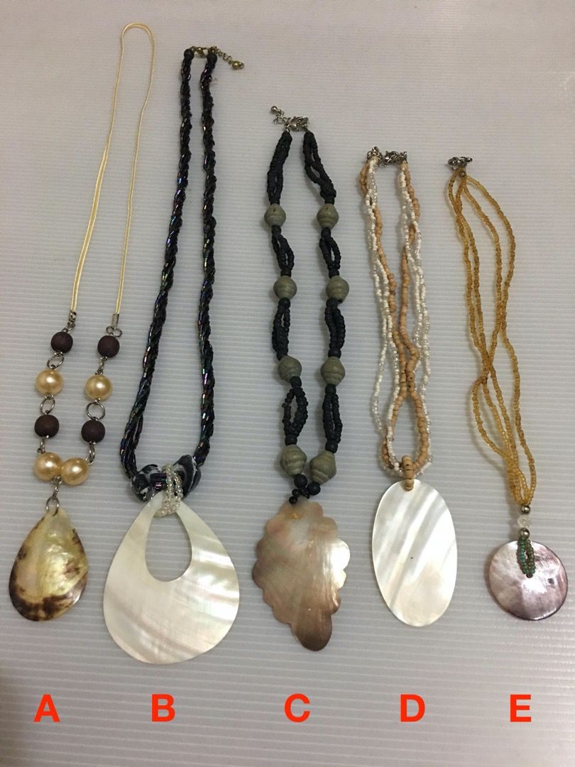 Bohemian Beaded Necklace with Capiz Shell Pendant per piece or in