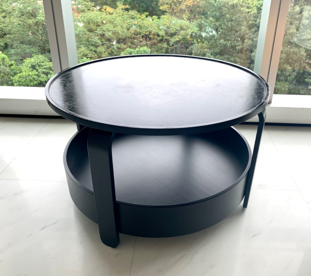 black round coffee table, IKEA, Furniture & Home Living